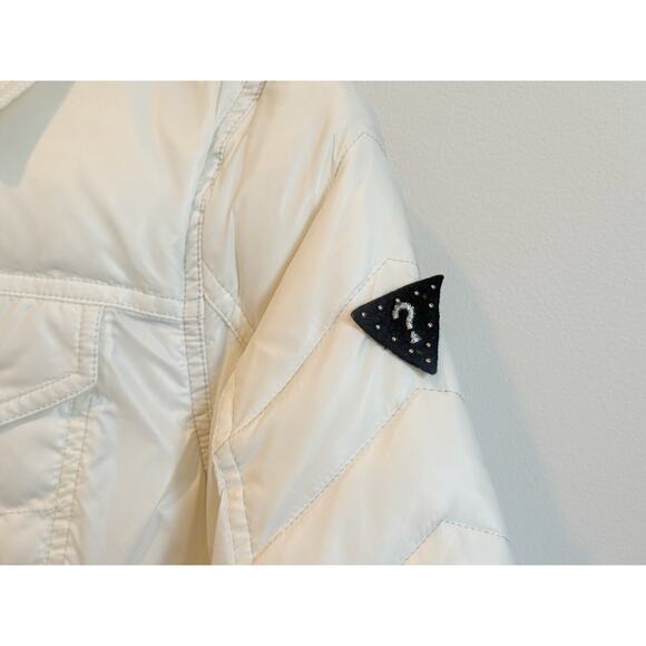GUESS Women’s White Moto Puffer Jacket – Size Small – 90/10 Down - Photo Sample - Picture 6 of 8